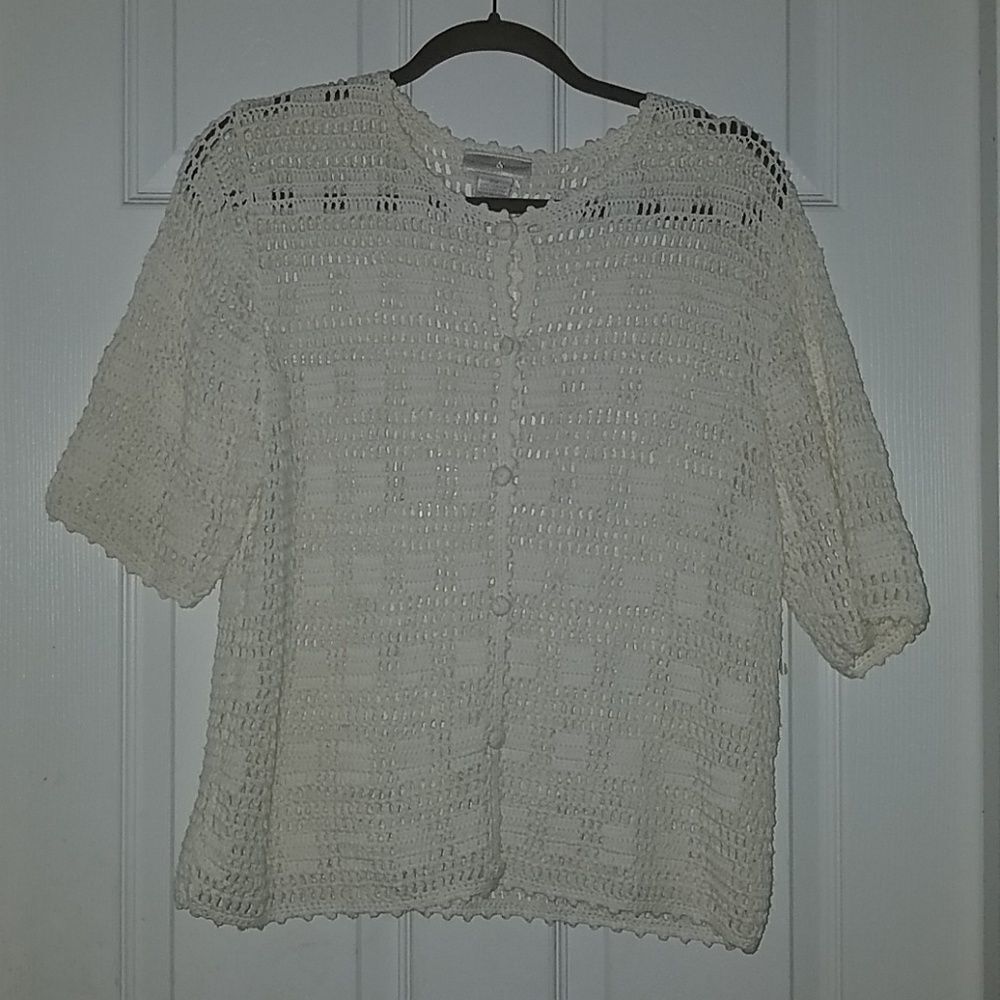 Preswick & Moore white  cardigan Sz M Petite